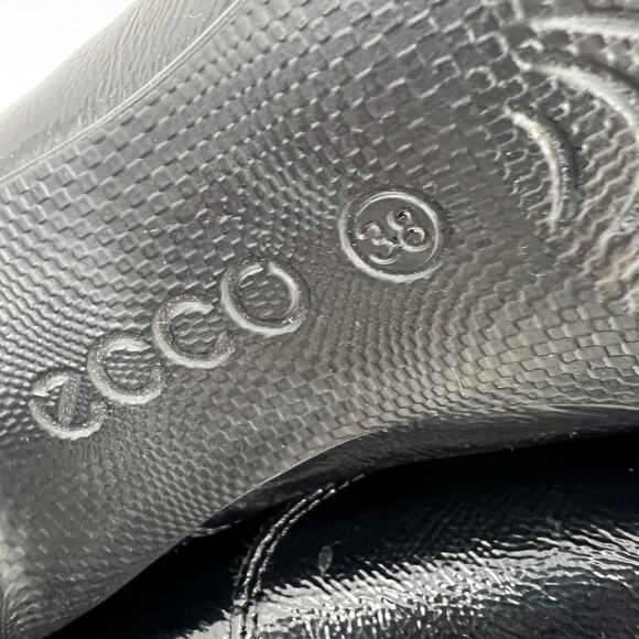 Ecco Sculptured 65 Ankle Boot Womens EU 38 US 7-7.5 Black Patent Leather Lace Up - Picture 8 of 9